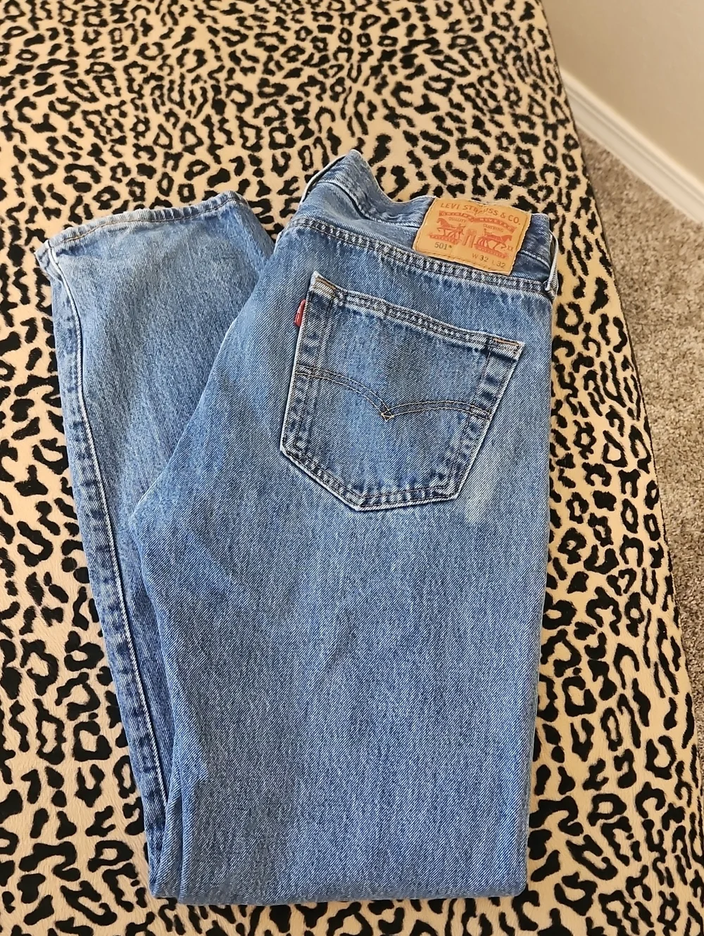 Mens Levi's 501 Straight Light Blue Denim Jeans 32x32